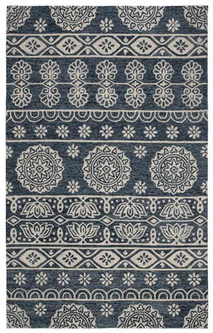 Safavieh Lrl Hand Tufted Wool Runner Rug Blue Ivory Traditional Hallway Entryway Accent 5'-0" x 8'-0" LRL6607M-5