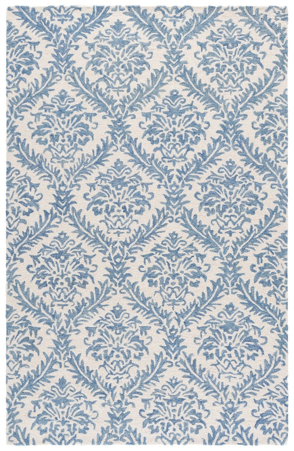 Safavieh Lrl Hand Tufted Wool Runner Rug Blue Ivory Traditional Hallway Entryway Accent 5'-0" x 8'-0" LRL6607M-5