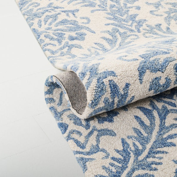 Safavieh Lrl Hand Tufted Wool Runner Rug Blue Ivory Traditional Hallway Entryway Accent 5'-0" x 8'-0" LRL6607M-5