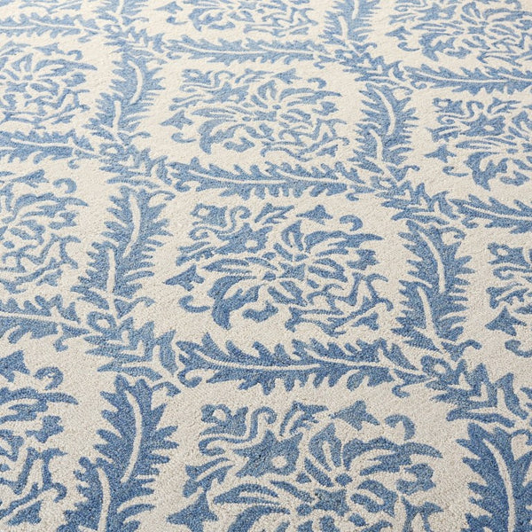 Safavieh Lrl Hand Tufted Wool Runner Rug Blue Ivory Traditional Hallway Entryway Accent 5'-0" x 8'-0" LRL6607M-5