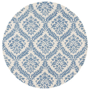 Safavieh Lrl Hand Tufted Wool Runner Rug Blue Ivory Traditional Hallway Entryway Accent 6'-0" x 6'-0" - Round LRL6607M-6R