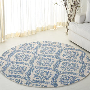 Safavieh Lrl Hand Tufted Wool Runner Rug Blue Ivory Traditional Hallway Entryway Accent 6'-0" x 6'-0" - Round LRL6607M-6R