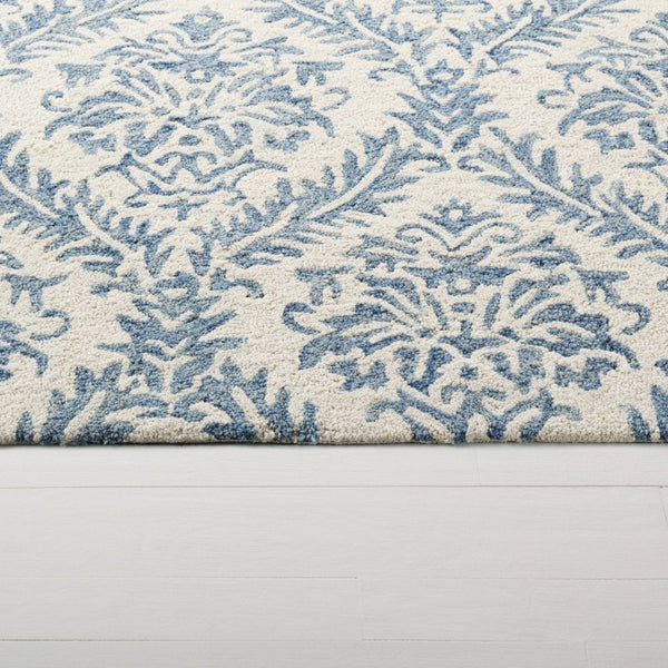 Safavieh Lrl Hand Tufted Wool Runner Rug Blue Ivory Traditional Hallway Entryway Accent 9'-0" x 12'-0" LRL6607M-9