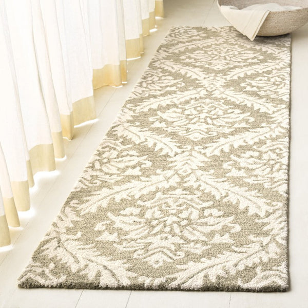 Safavieh Lrl Hand-Tufted Wool Cotton Runner Sage Ivory Traditional Hallway Entryway Rug 2'-3" x 10'-0" LRL6607W-210