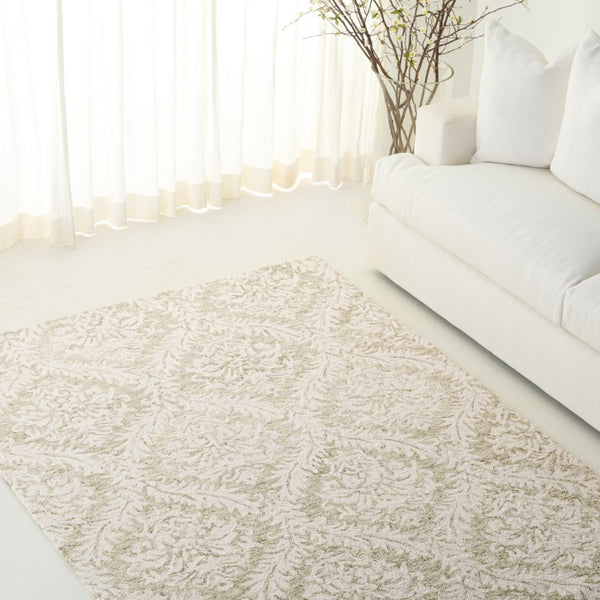 Safavieh Lrl Hand-Tufted Wool Cotton Runner Sage Ivory Traditional Hallway Entryway Rug 5'-0" x 8'-0" LRL6607W-5