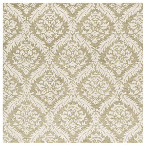 Safavieh Lrl Hand-Tufted Wool Cotton Runner Sage Ivory Traditional Hallway Entryway Rug 6'-0" x 6'-0" Square LRL6607W-6SQ