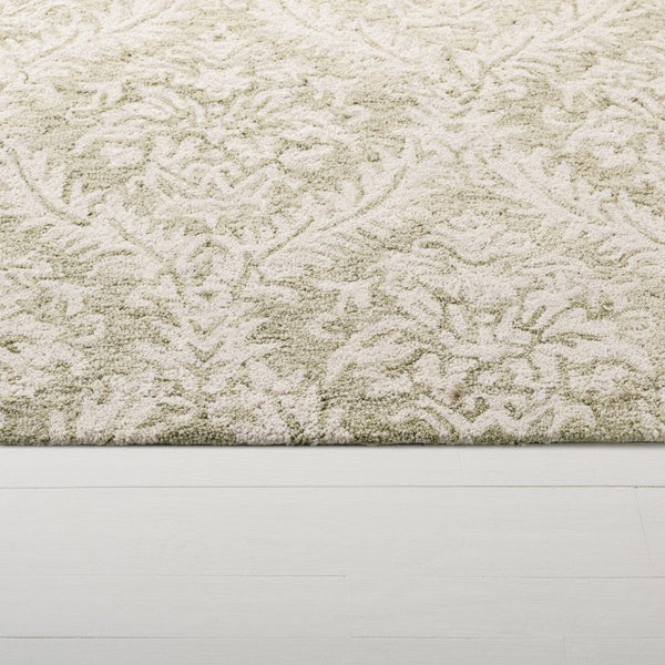 Safavieh Lrl Hand-Tufted Wool Cotton Runner Sage Ivory Traditional Hallway Entryway Rug 6'-0" x 9'-0" LRL6607W-6