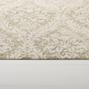 Safavieh Lrl Hand-Tufted Wool Cotton Runner Sage Ivory Traditional Hallway Entryway Rug 9'-0" x 12'-0" LRL6607W-9