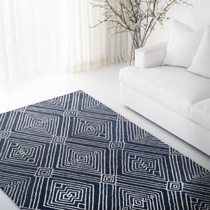 Safavieh Lrl Hand-Tufted Wool Cotton Indigo Area Rug Artisan Woven for Large Living Spaces LRL6608N