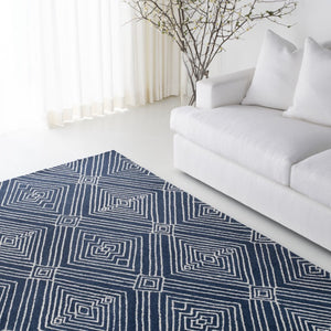 Safavieh Lrl Hand-Tufted Wool Cotton Indigo Area Rug Artisan Woven for Large Living Spaces LRL6608N