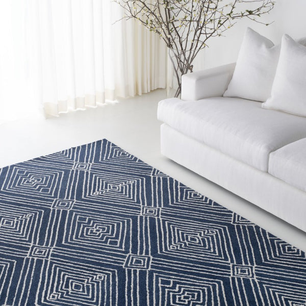 Safavieh Lrl Hand-Tufted Wool Cotton Indigo Area Rug Artisan Woven for Large Living Spaces LRL6608N