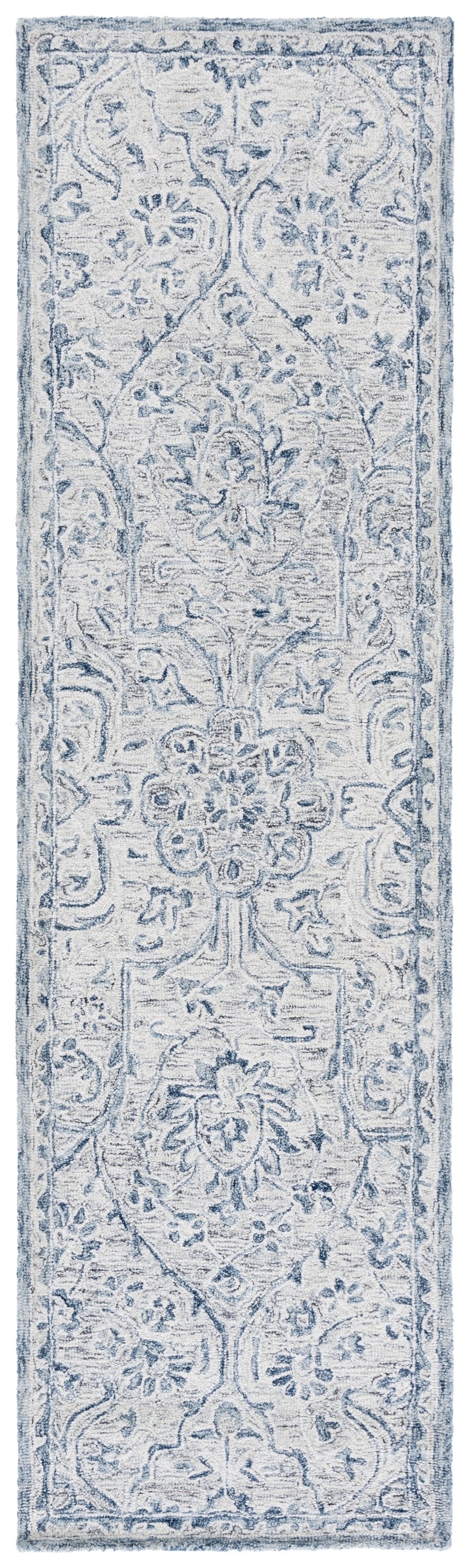 Safavieh Lrl Hand-Tufted Juniper Grey Blue Wool-Cotton Rug 5X8 Botanical Floral Motif, Soft 3/8" Pile LRL6636M-5