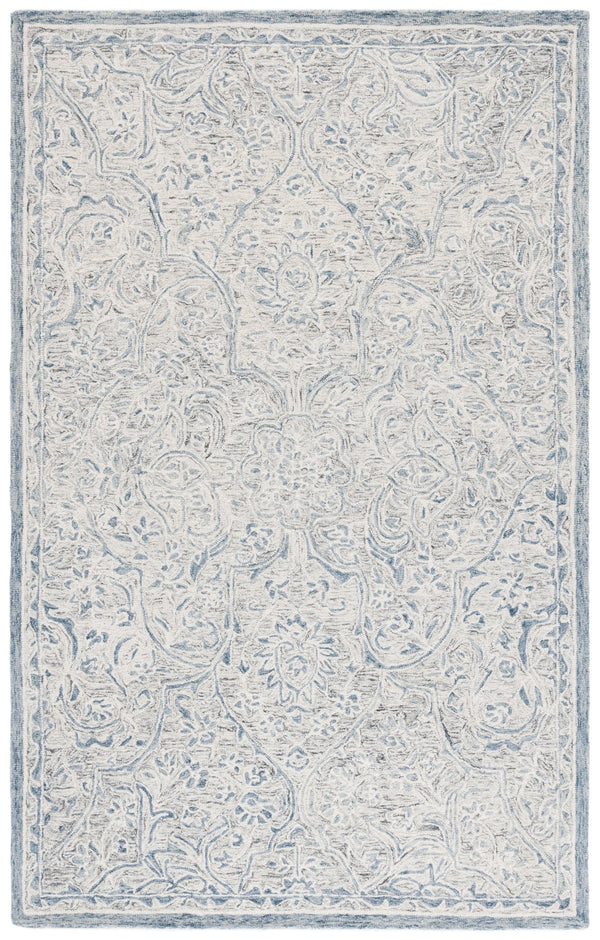 Safavieh Lrl Hand-Tufted Juniper Grey Blue Wool-Cotton Rug 5X8 Botanical Floral Motif, Soft 3/8" Pile LRL6636M-5