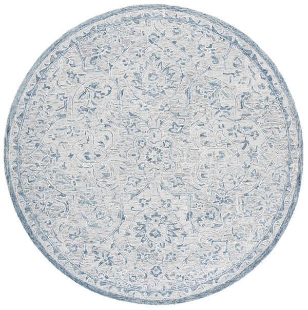 Safavieh Lrl Hand-Tufted Juniper Grey Blue Wool-Cotton Rug 5X8 Botanical Floral Motif, Soft 3/8" Pile LRL6636M-5
