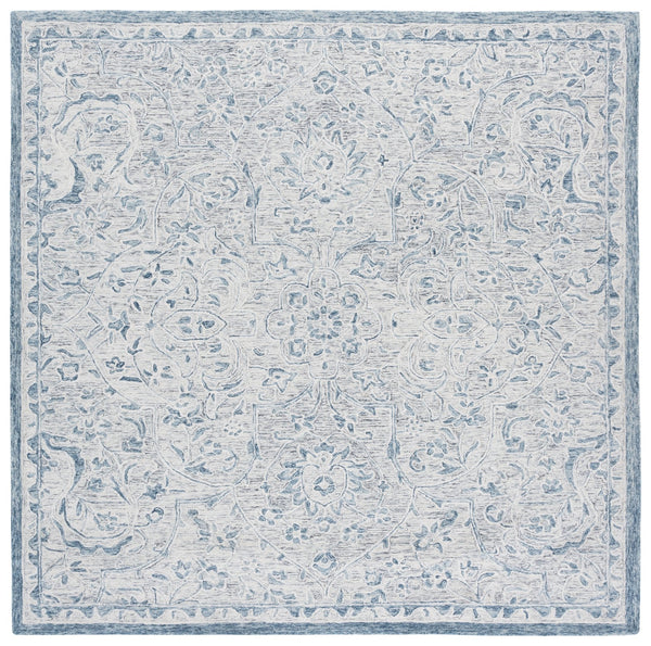 Safavieh Lrl Hand-Tufted Juniper Grey Blue Wool-Cotton Rug 5X8 Botanical Floral Motif, Soft 3/8" Pile LRL6636M-5