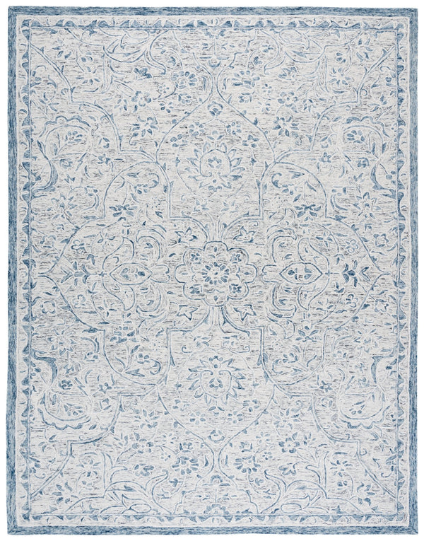 Safavieh Lrl Hand-Tufted Juniper Grey Blue Wool-Cotton Rug 5X8 Botanical Floral Motif, Soft 3/8" Pile LRL6636M-5