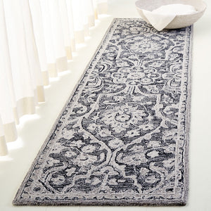Safavieh Lrl Hand-Tufted Juniper Rug In Black And Ivory — Wool-Cotton Plush Low-Profile Floral Arabesque Design 4'-0" x 6'-0" LRL6636Z-4
