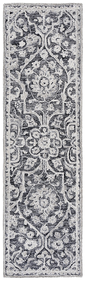 Safavieh Lrl Hand-Tufted Juniper Rug In Black And Ivory — Wool-Cotton Plush Low-Profile Floral Arabesque Design 4'-0" x 6'-0" LRL6636Z-4