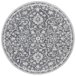 Safavieh Lrl Hand-Tufted Juniper Rug In Black And Ivory — Wool-Cotton Plush Low-Profile Floral Arabesque Design 4'-0" x 6'-0" LRL6636Z-4