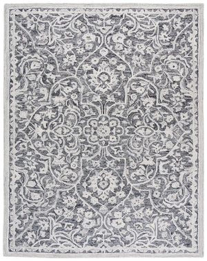 Safavieh Lrl Hand-Tufted Juniper Rug In Black And Ivory — Wool-Cotton Plush Low-Profile Floral Arabesque Design 4'-0" x 6'-0" LRL6636Z-4