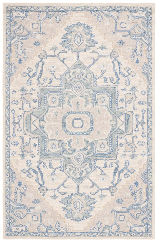Safavieh Percy Hand Tufted Wool Area Rug Oversized Ivory Blue for Large Living Rooms LRL6652G