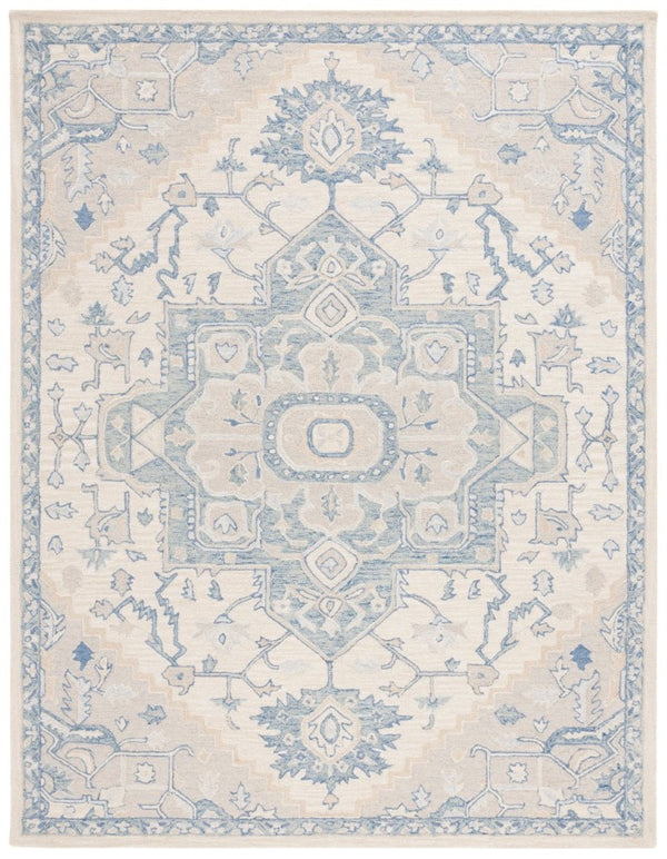 Safavieh Percy Hand Tufted Wool Area Rug Oversized Ivory Blue for Large Living Rooms LRL6652G