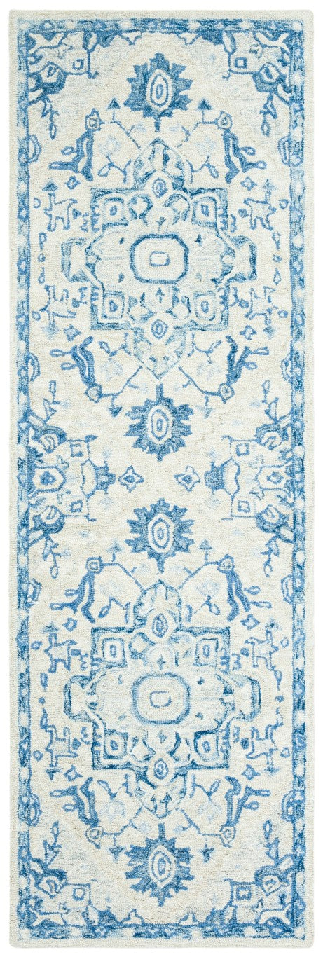 Safavieh Percy Hand Tufted Wool Area Rug Oversized Ivory Blue for Large Living Rooms LRL6652G