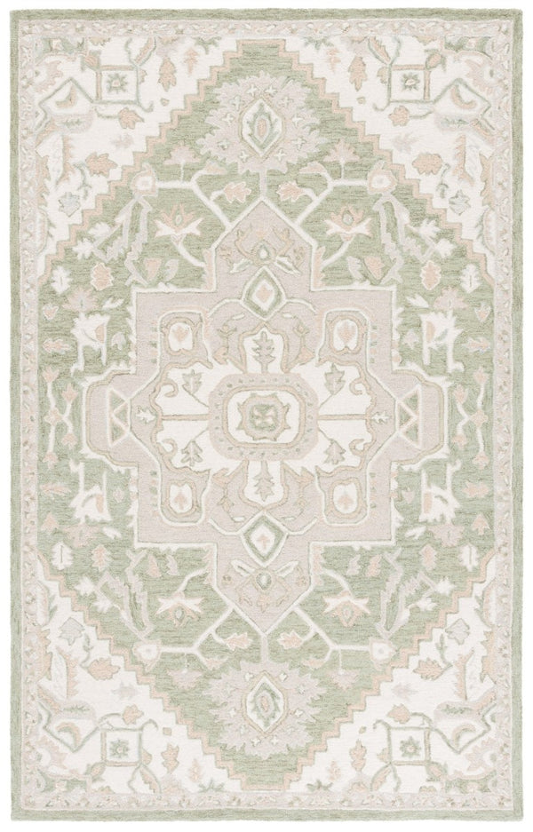 Safavieh Percy Hand Tufted Wool Area Rug in Earthy Green Ivory for Living Room or Bedroom 5'-0" x 8'-0" LRL6652Y-5
