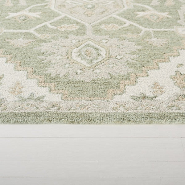 Safavieh Percy Hand Tufted Wool Area Rug in Earthy Green Ivory for Living Room or Bedroom 5'-0" x 8'-0" LRL6652Y-5