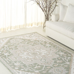 Safavieh Percy Hand Tufted Wool Area Rug in Earthy Green Ivory for Living Room or Bedroom 5'-0" x 8'-0" LRL6652Y-5