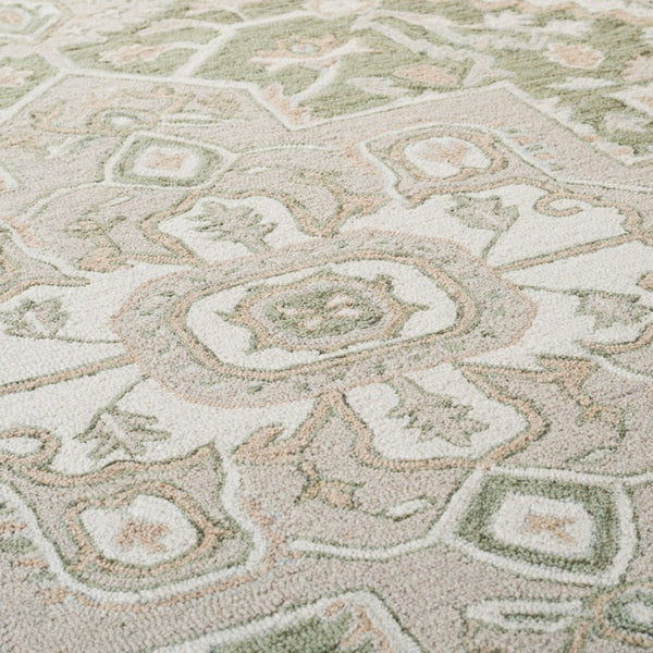 Safavieh Percy Hand Tufted Wool Area Rug in Earthy Green Ivory for Living Room or Bedroom 8'-0" x 10'-0" LRL6652Y-8
