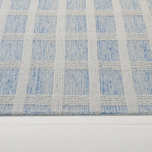 Safavieh Lrl Hand Tufted Wool Cotton Runner Rug Blue Ivory Hallway Accent Low Pile India 4'-0" x 6'-0" LRL6931M-4