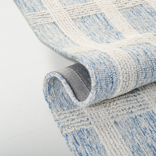 Safavieh Lrl Hand-Tufted 8X10 Blue Ivory Rug — 85% Wool Low-Profile 3/8" Pile, Modern Transitional Anchor LRL6931M-8