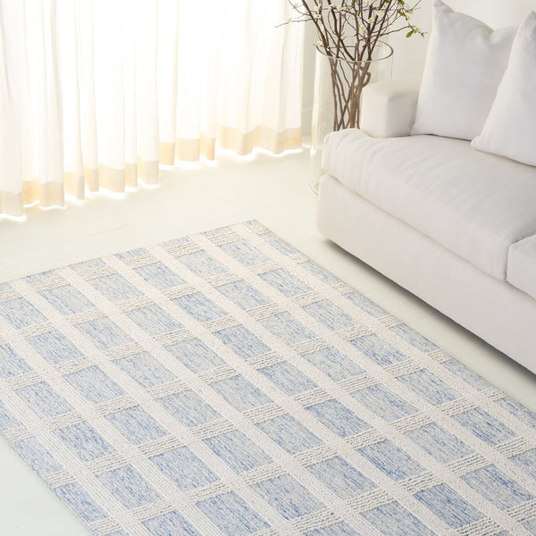 Safavieh Lrl Hand-Tufted 8X10 Blue Ivory Rug — 85% Wool Low-Profile 3/8" Pile, Modern Transitional Anchor LRL6931M-8