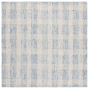 Safavieh Lrl Hand Tufted Wool Cotton Runner Rug Blue Ivory Hallway Accent Low Pile India 5'-0" x 5'-0" LRL6931M-5SQ