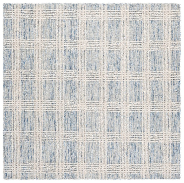 Safavieh Lrl Hand Tufted Wool Cotton Runner Rug Blue Ivory Hallway Accent Low Pile India 5'-0" x 5'-0" LRL6931M-5SQ