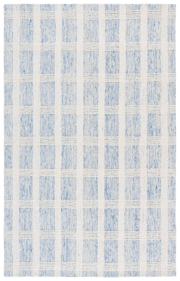 Safavieh Lrl Hand Tufted Wool Cotton Runner Rug Blue Ivory Hallway Accent Low Pile India 5'-0" x 8'-0" LRL6931M-5