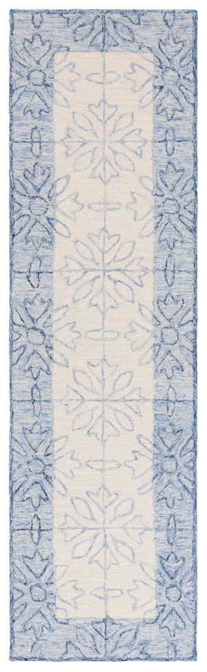 Safavieh Lrl Hand Tufted Wool Runner Floral Navy Ivory Hallway Rug Transitional Style 2'-3" x 8'-0" LRL6932N-28