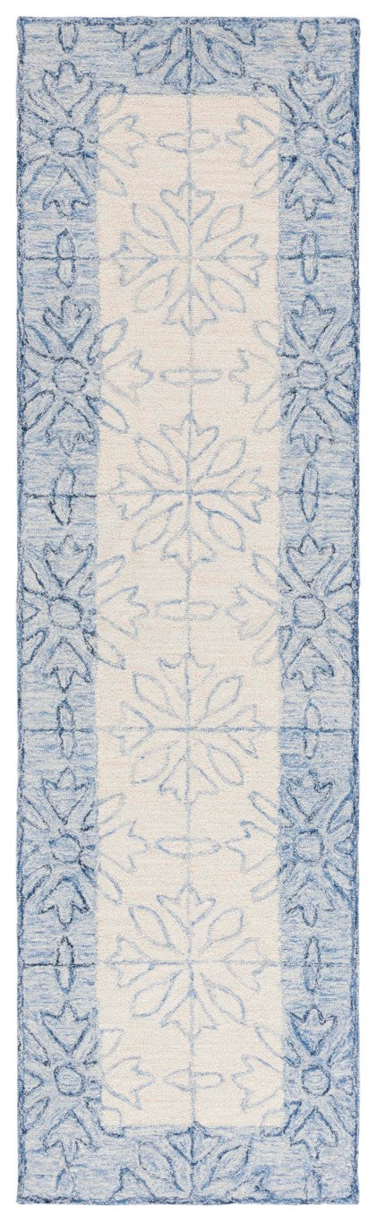 Safavieh Lrl Hand Tufted Wool Runner Floral Navy Ivory Hallway Rug Transitional Style 2'-3" x 8'-0" LRL6932N-28