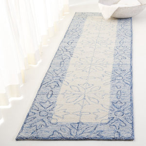 Safavieh Lrl Hand Tufted Wool Runner Floral Navy Ivory Hallway Rug Transitional Style 2'-3" x 8'-0" LRL6932N-28