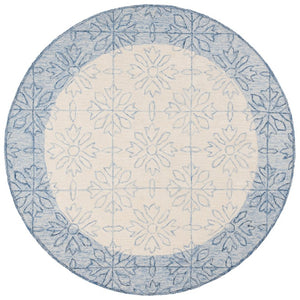 Safavieh Lrl Hand Tufted Wool Runner Floral Navy Ivory Hallway Rug Transitional Style 7'-0" x 7'-0" - A LRL6932N-7R