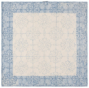 Safavieh Lrl Hand Tufted Wool Runner Floral Navy Ivory Hallway Rug Transitional Style 7'-0" x 7'-0" - B LRL6932N-7SQ