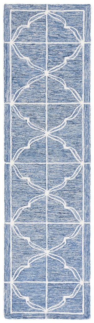 Safavieh Lrl Mabel Hand-Tufted Wool Runner Geometric Navy Ivory Hallway Entryway Rug 2'-3" x 8'-0" LRL6933N-28