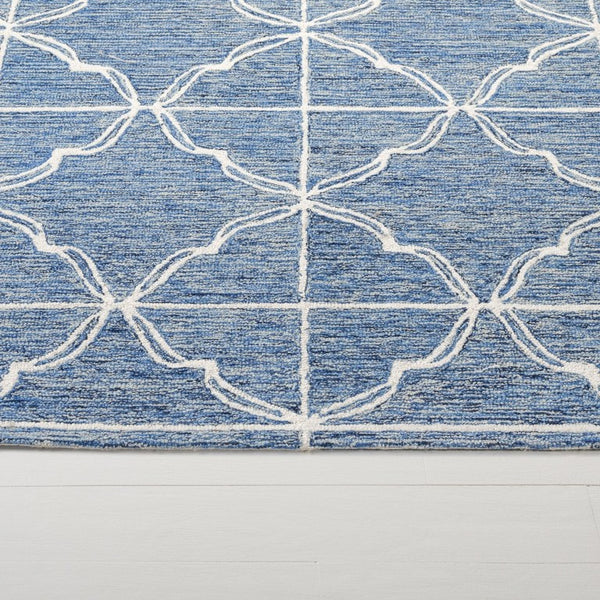 Safavieh Lrl Mabel Hand-Tufted Wool Runner Geometric Navy Ivory Hallway Entryway Rug 3'-0" x 5'-0" LRL6933N-3