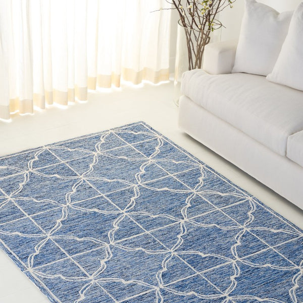 Safavieh Lrl Mabel Hand-Tufted Wool Runner Geometric Navy Ivory Hallway Entryway Rug 5'-0" x 8'-0" LRL6933N-5
