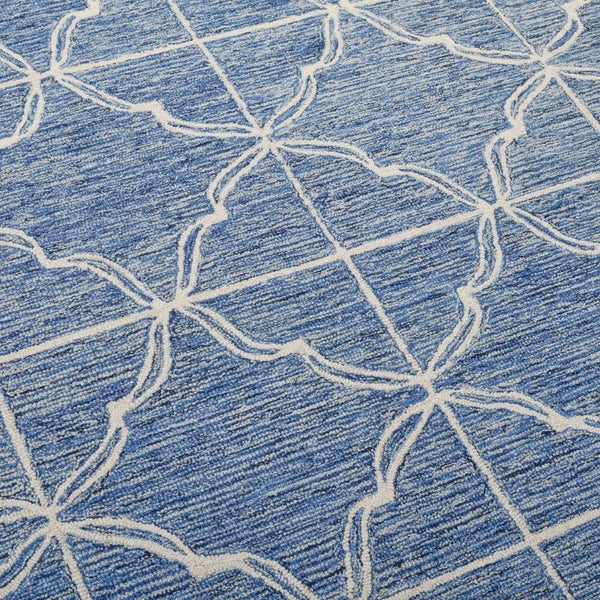 Safavieh Lrl Mabel Hand-Tufted Wool Runner Geometric Navy Ivory Hallway Entryway Rug 6'-0" x 9'-0" LRL6933N-6