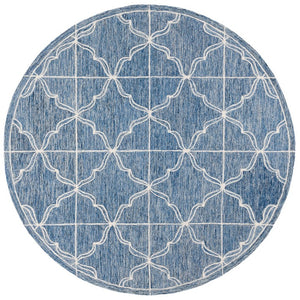 Safavieh Lrl Mabel Hand-Tufted Wool Runner Geometric Navy Ivory Hallway Entryway Rug 7'-0" x 7'-0" - Round LRL6933N-7R