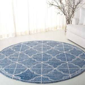 Safavieh Lrl Mabel Hand-Tufted Wool Runner Geometric Navy Ivory Hallway Entryway Rug 7'-0" x 7'-0" - Round LRL6933N-7R