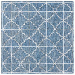 Safavieh Lrl Mabel Hand-Tufted Wool Runner Geometric Navy Ivory Hallway Entryway Rug 7'-0" x 7'-0" - Square LRL6933N-7SQ