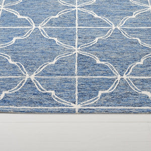 Safavieh Lrl Mabel Hand-Tufted Wool Runner Geometric Navy Ivory Hallway Entryway Rug 8'-0" x 10'-0" LRL6933N-8